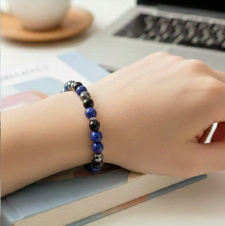 Náramok z obsidiánu, achátu a lapis lazuli - trojitá sila ochrany