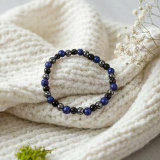Náramok z obsidiánu, achátu a lapis lazuli - trojitá sila ochrany