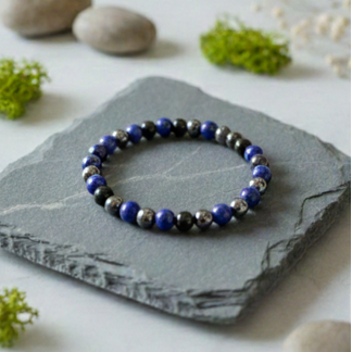 Náramok z obsidiánu, achátu a lapis lazuli - trojitá sila ochrany